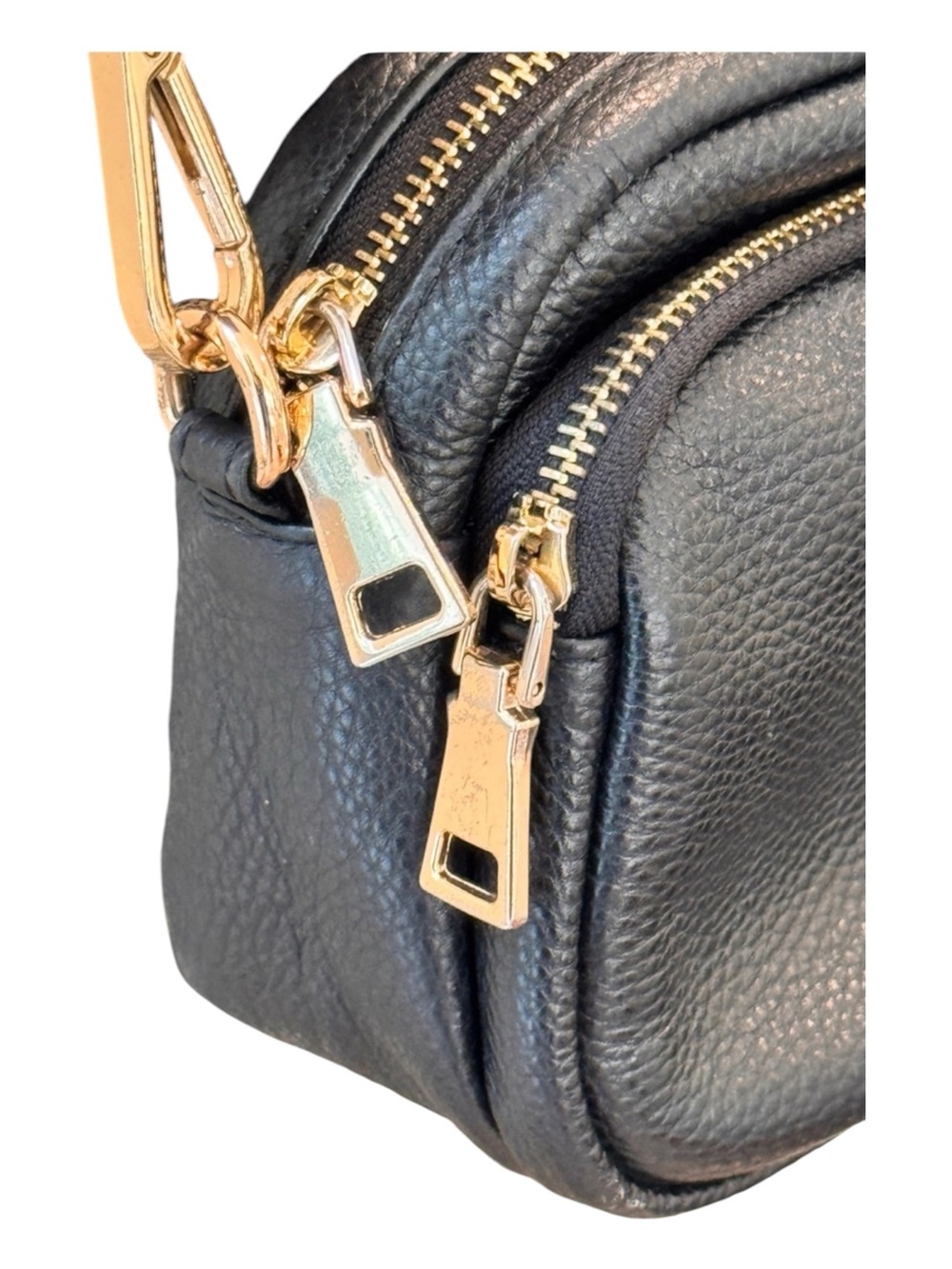 Pom Pom London Black Crossbody Mayfair Camera Bag in Pebble Leather - Picture 3 of 9